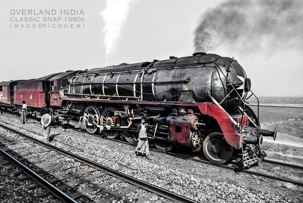solo overland travel India, 1980s Indian steam train, image by Rick Hemi