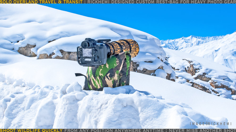 solo overland travel and transit offshore baggage stuff, camera rest bag for heavy camera lenses, on the go image captures, never miss another shot, image by Rick Hemi