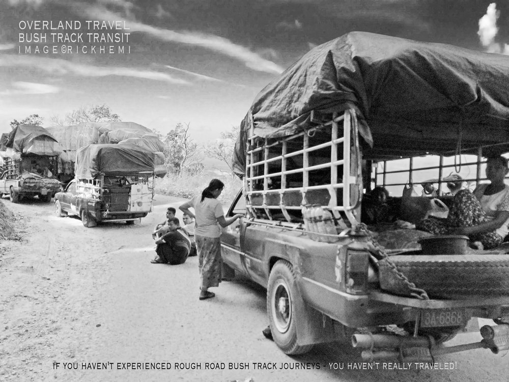 solo overland travel and transit journeys, basic transport, rough bush track highways, image by Rick Hemi