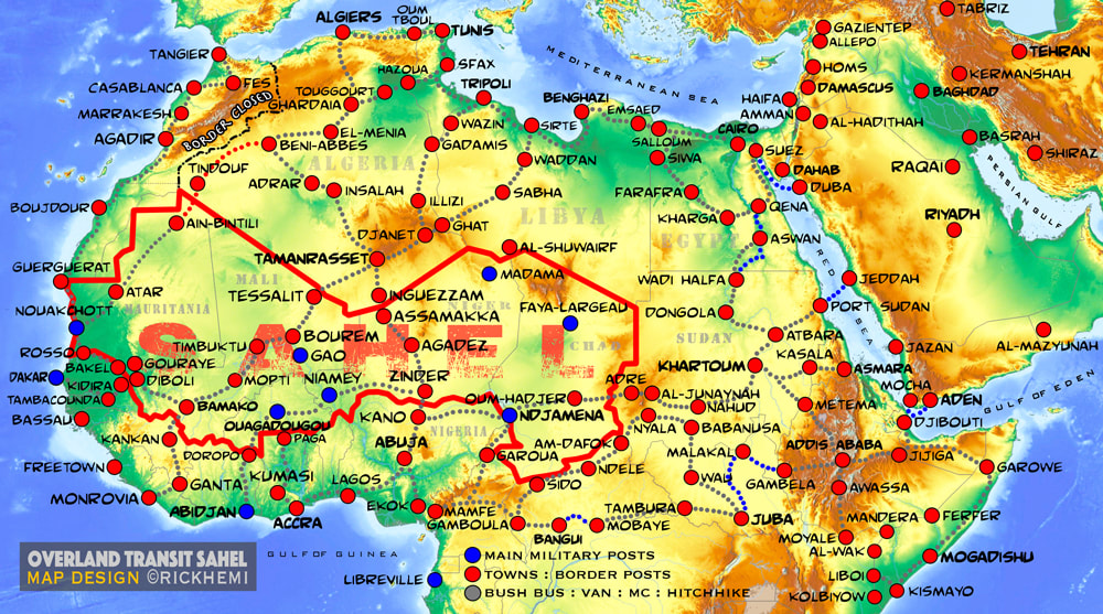 solo overland travel Sahel North Africa region red zone routes