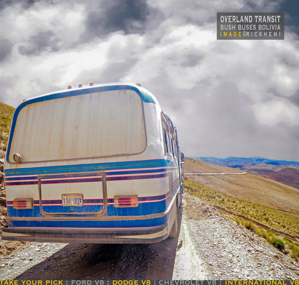 solo overland travel and transit offshore, wild west Bolivian bush buses, image by Rick Hemi
