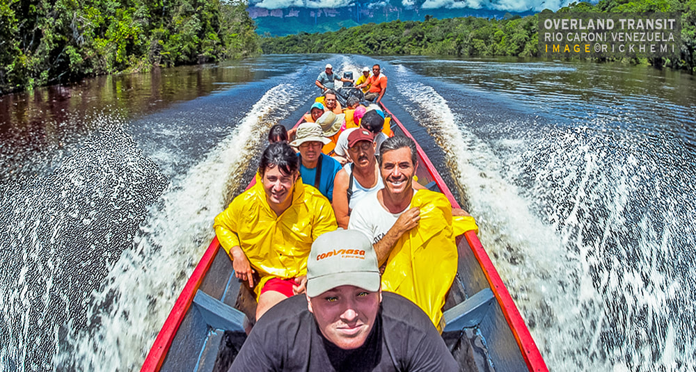 overland travel and transit Venezuela, Caroni river rapid longboat to Angel falls, image by Rick Hemi
