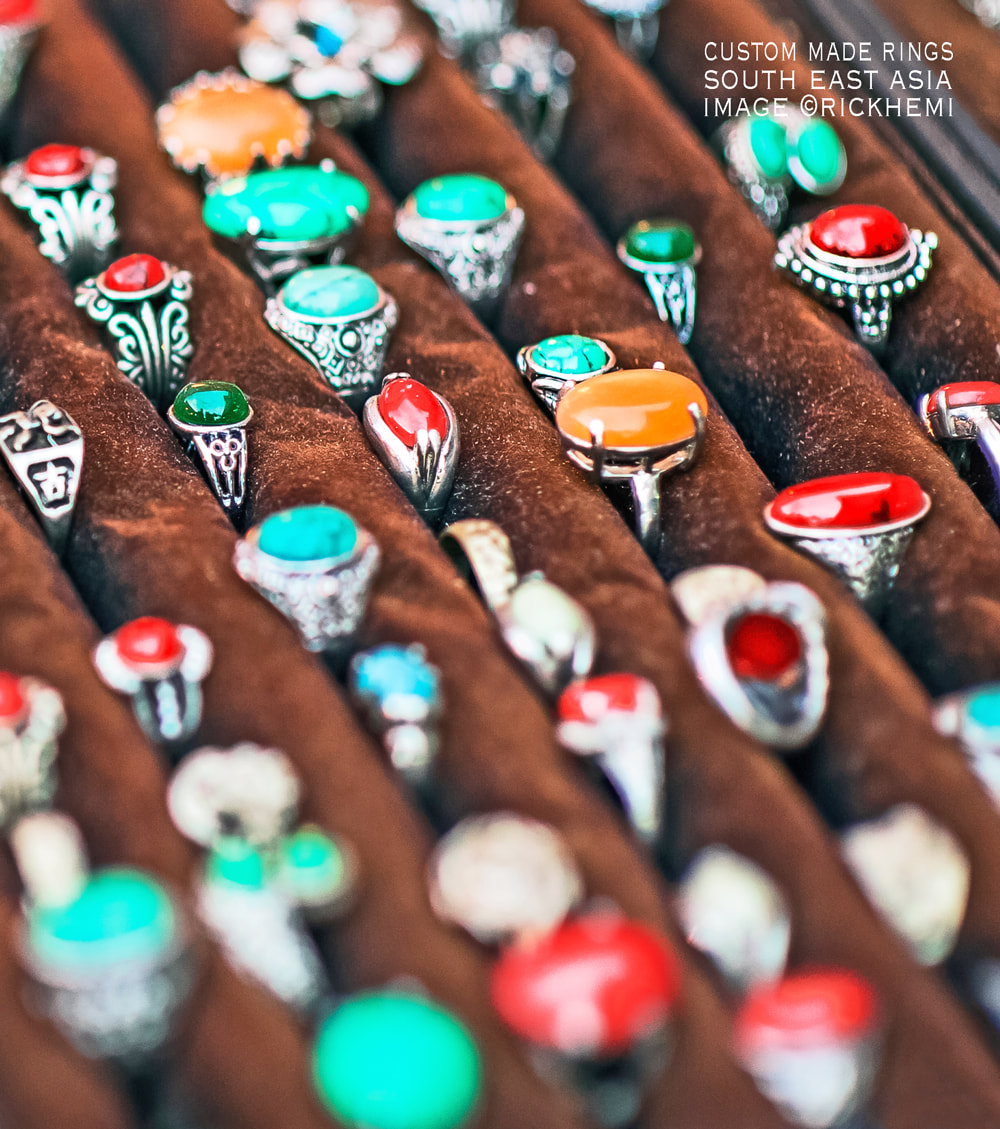 solo overland travel Asia, custom made rings and bling Asia, image by Rick Hemi