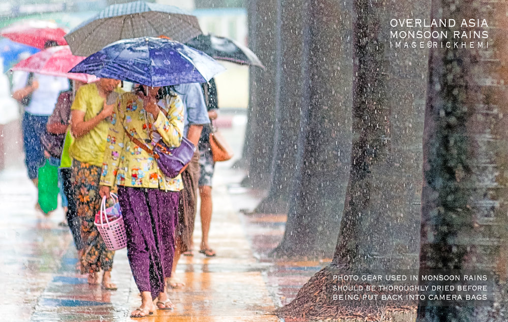 Asia overland travel photo-gear in monsoon rains, image by Rick Hemi