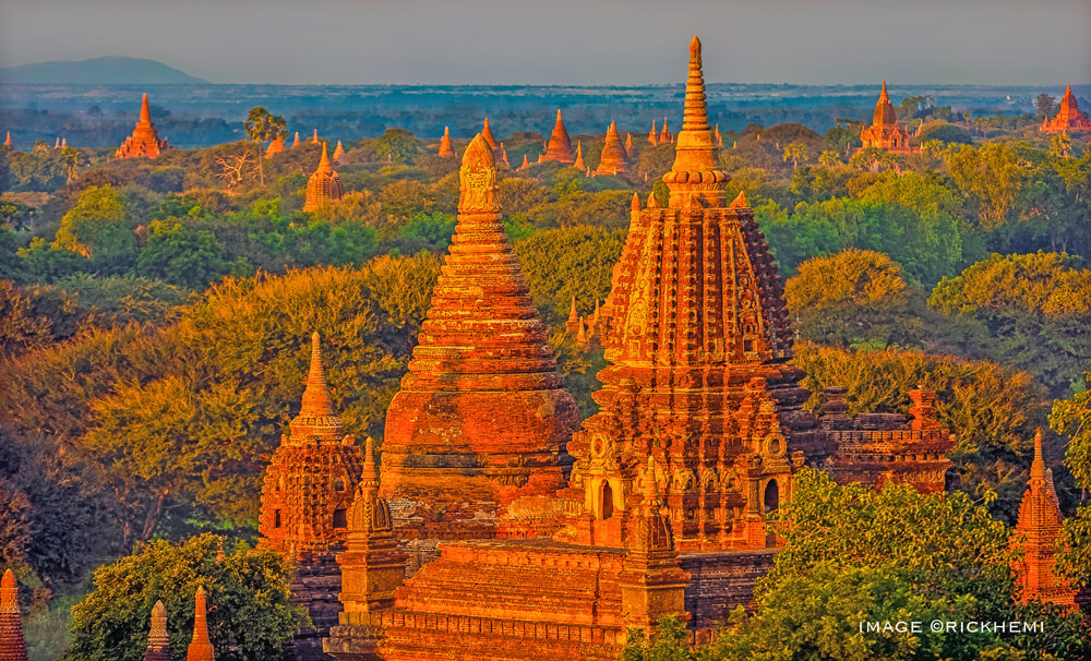 solo travel overland Asia, pagoda sunrise Began valley, image by Rick Hemi