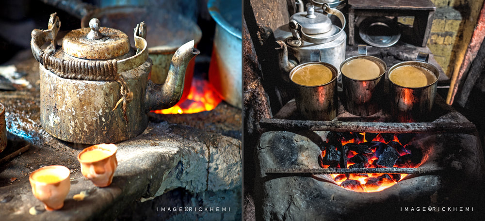 solo overland  travel Asia, chai coal fired stoves, images by Rick Hemi