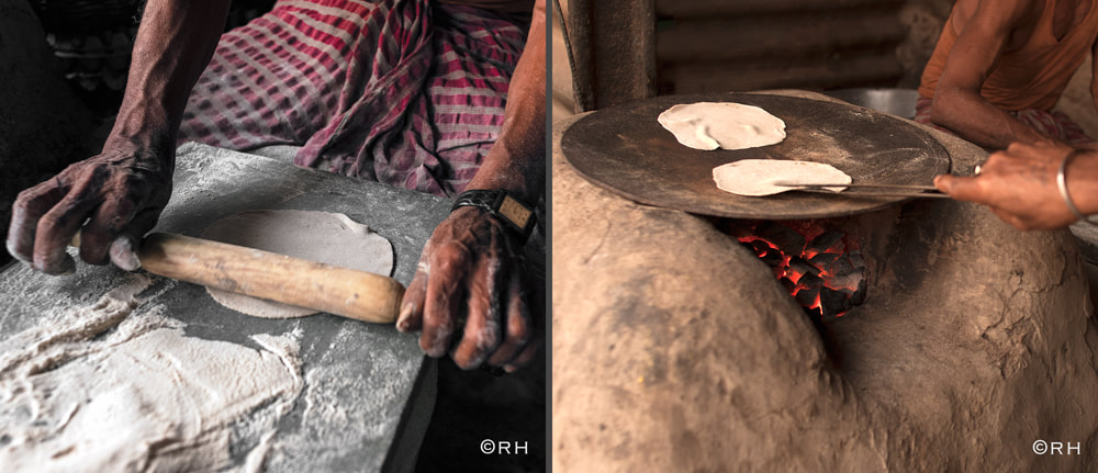 solo overland travel Asia, preparing chapatti, images by Rick Hemi