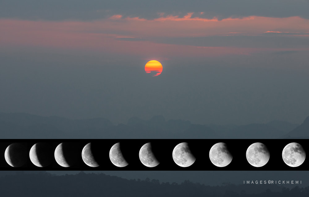 solo overland travel Asia, sunset lunar eclipse, DSLR images by Rick Hemi