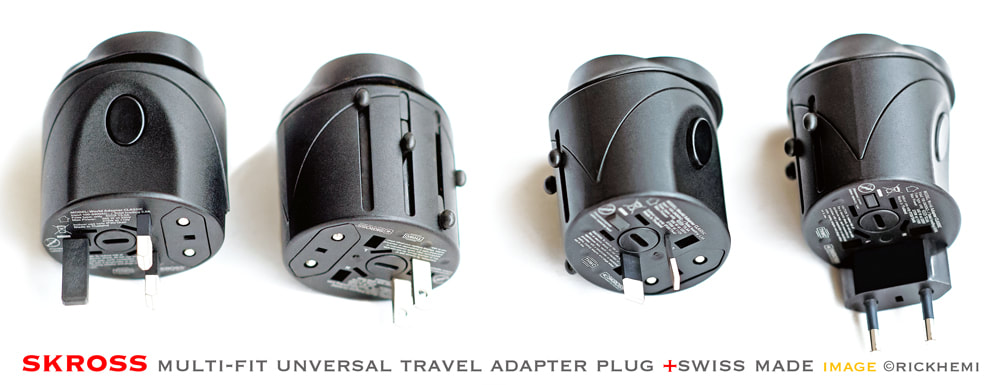 solo overland travel offshore baggage stuff, multi-fit adapter plug by Skross, Swiss made adapter plug, image by Rick Hemi 