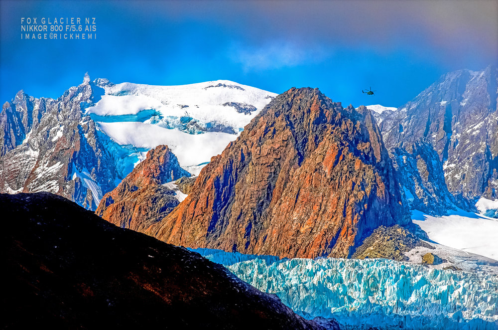 solo overland travel, Fox Glacier NZ, DSLR 800mm AIS image by Rick Hemi 