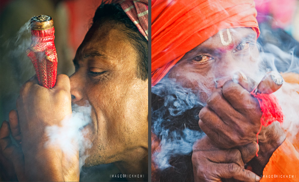 solo overland travel India, chillum charas smoking, images by Rick Hemi