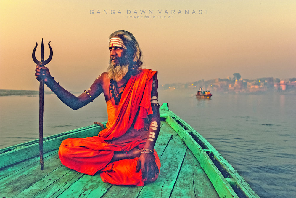 India solo travel, sadhu Ganga dawn, image by Rick Hemi