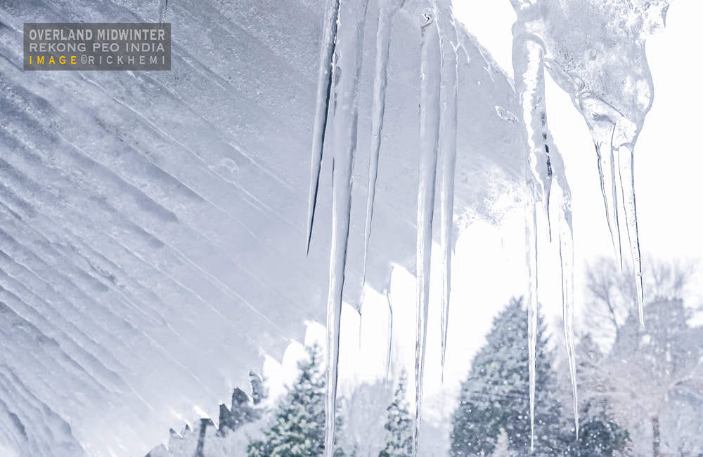 solo overland travel India, icicles Rekong Peo, image by Rick Hemi