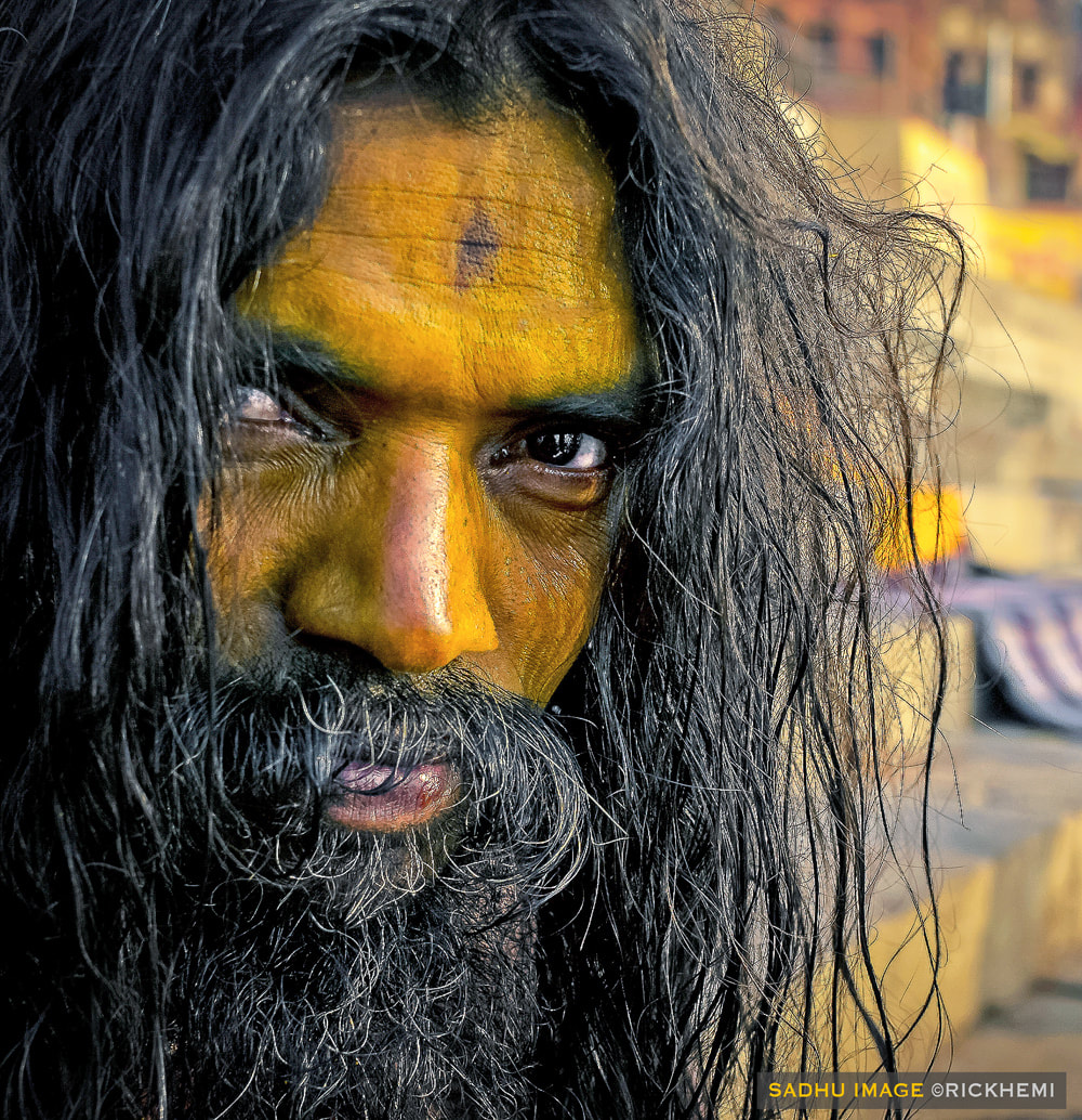 solo overland travel India, sadhu closeup, image by Rick Hemi