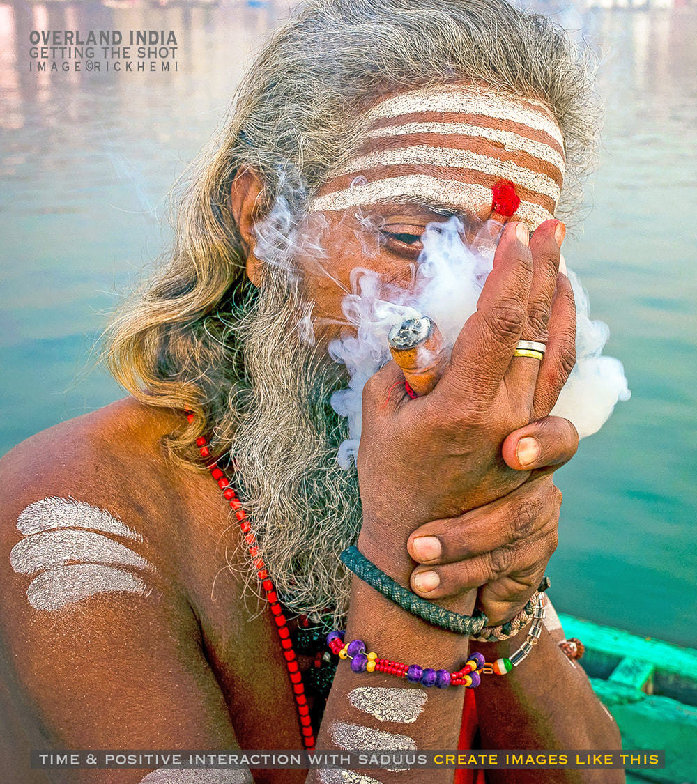 overland travel India, Sadhu close up, getting the shot, image by Rick Hemi