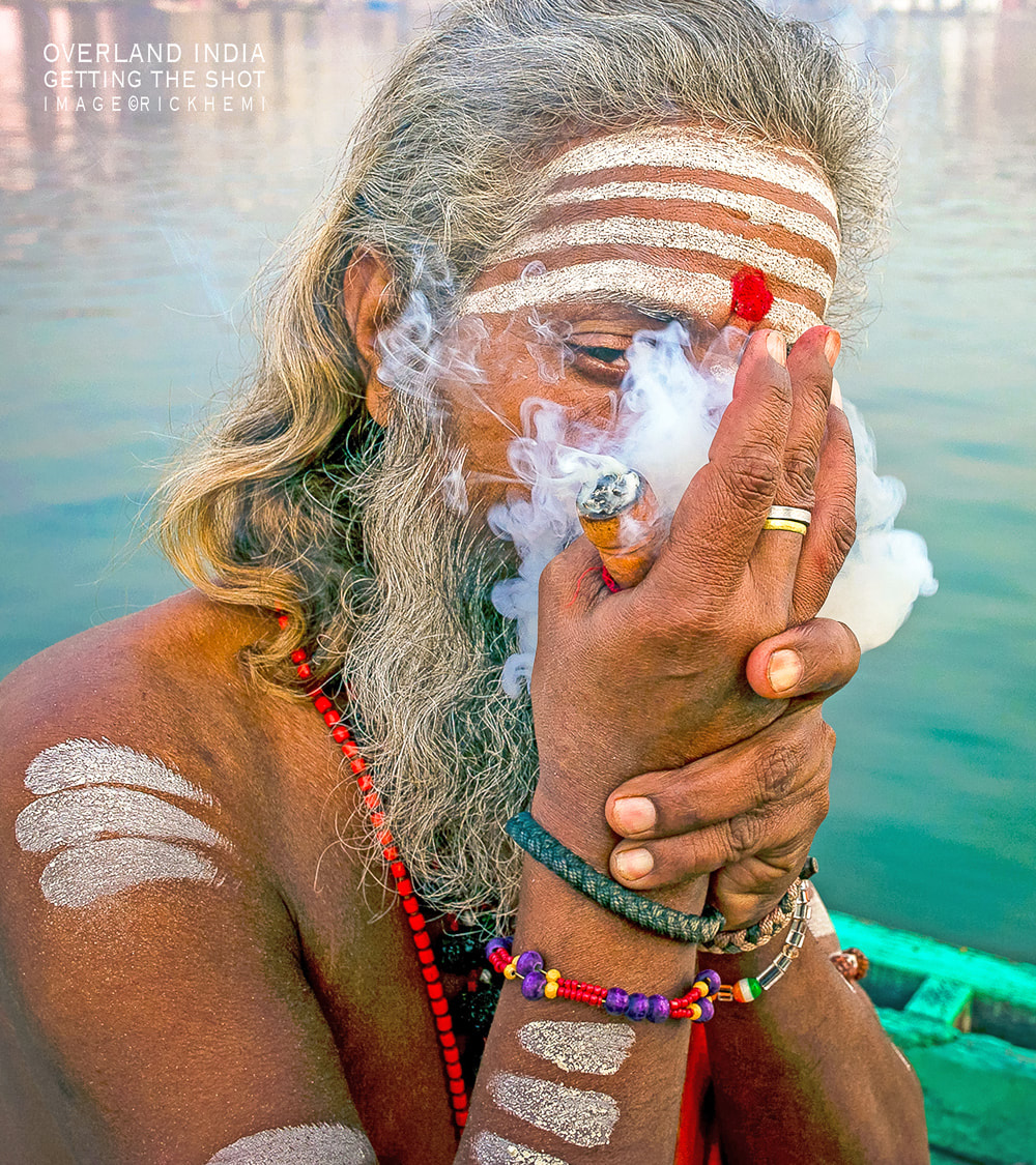 overland travel India, Sadhu close up, getting the shot, image by Rick Hemi