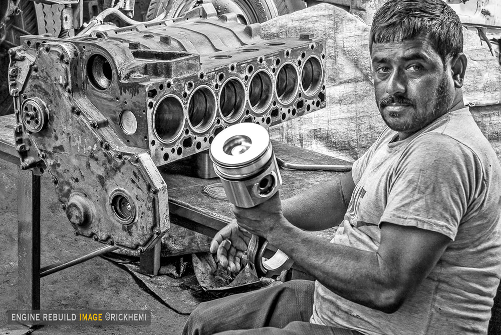 solo overland travel India, reconditioning engine rebuild, image by Rick Hemi