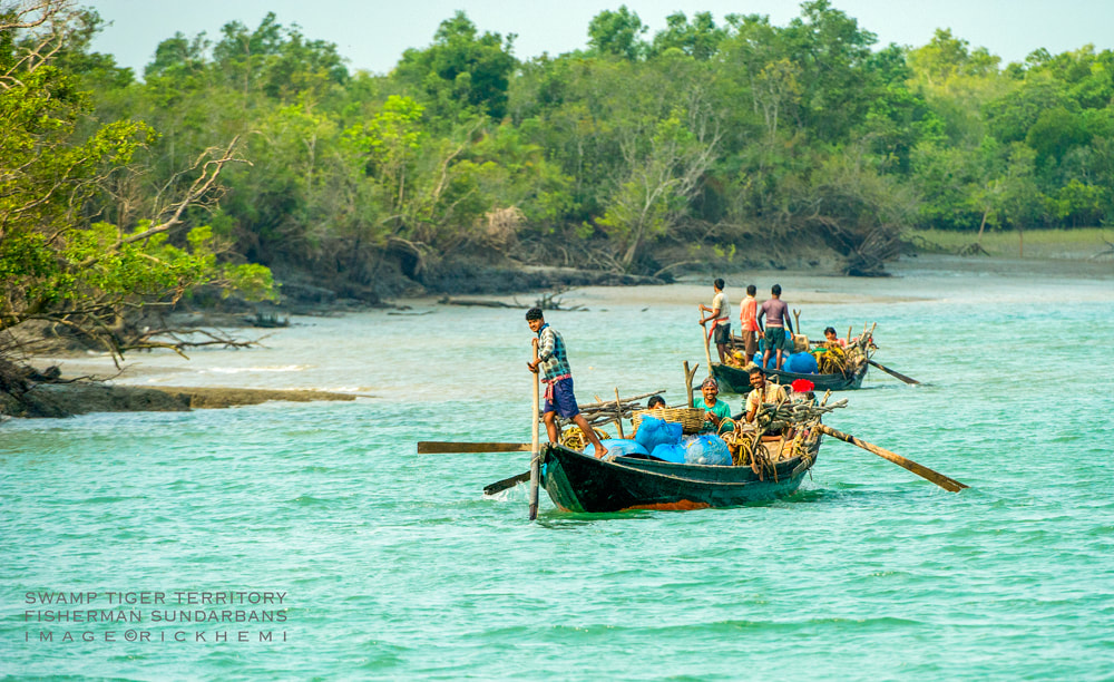 solo overland travel India, local fishermen within the Sundarban tiger national park, image by Rick Hemi