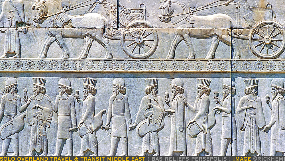 solo overland travel Middle East, bas reliefs, image by Rick Hemi