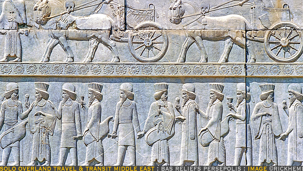 solo overland travel Middle East, bas reliefs, image by Rick Hemi