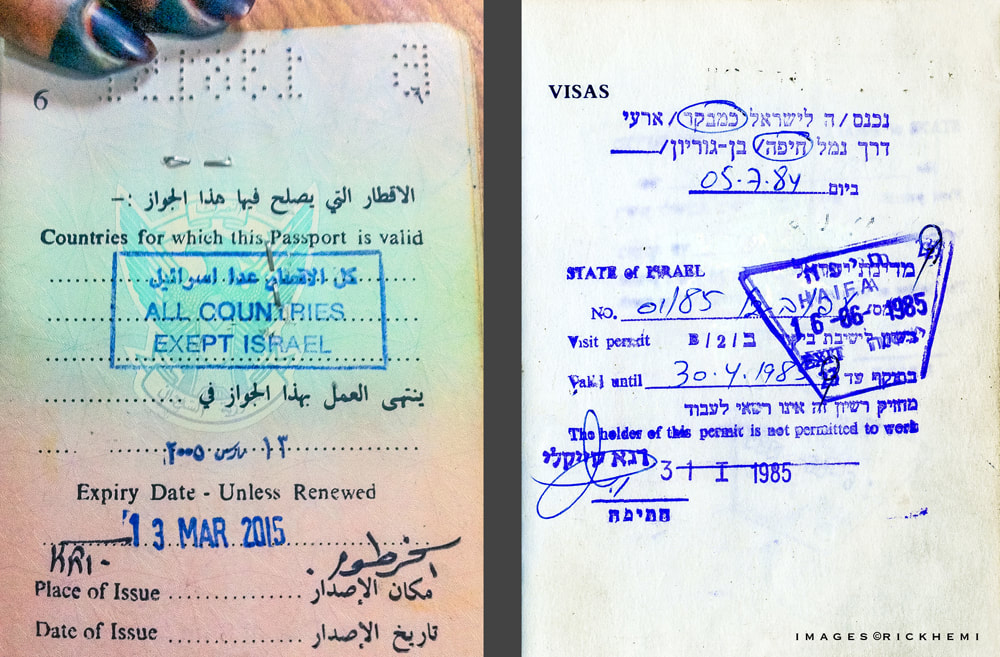 solo overland travel Middle East, Israeli stamps and restrictions in passports, overland travel through the Middle East, images by Rick Hemi  
