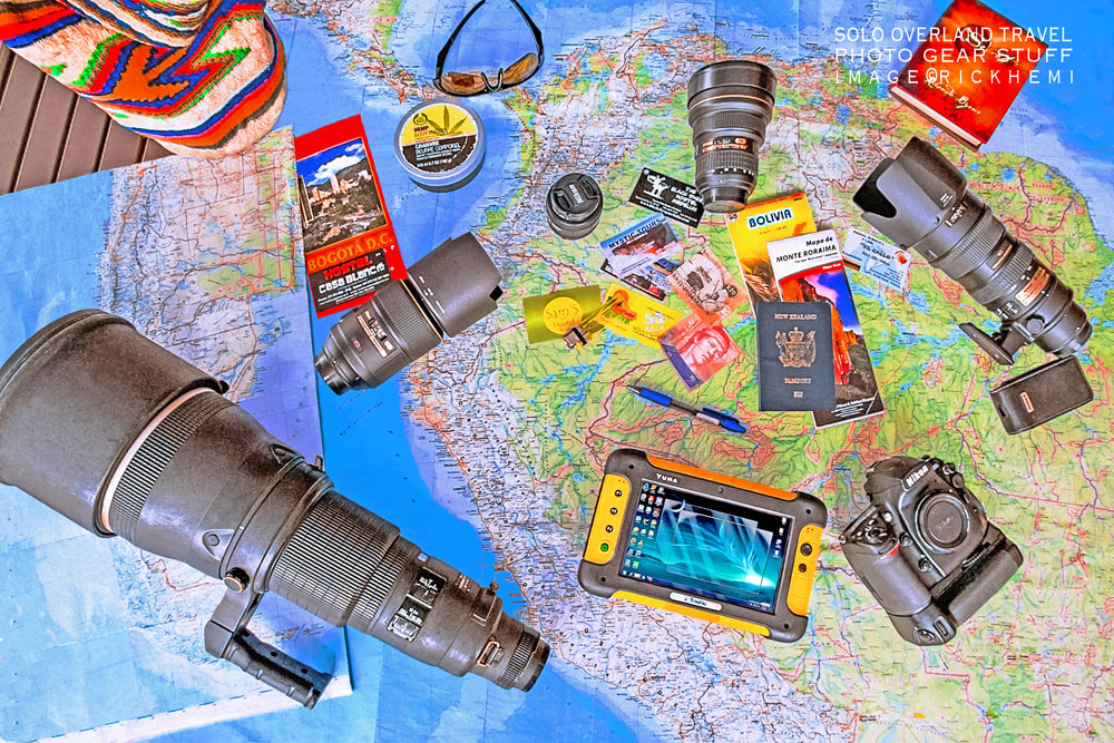 solo overland travel offshore, camera photo gear stuff, DSLR photo gear through South America, image snap by Rick Hemi