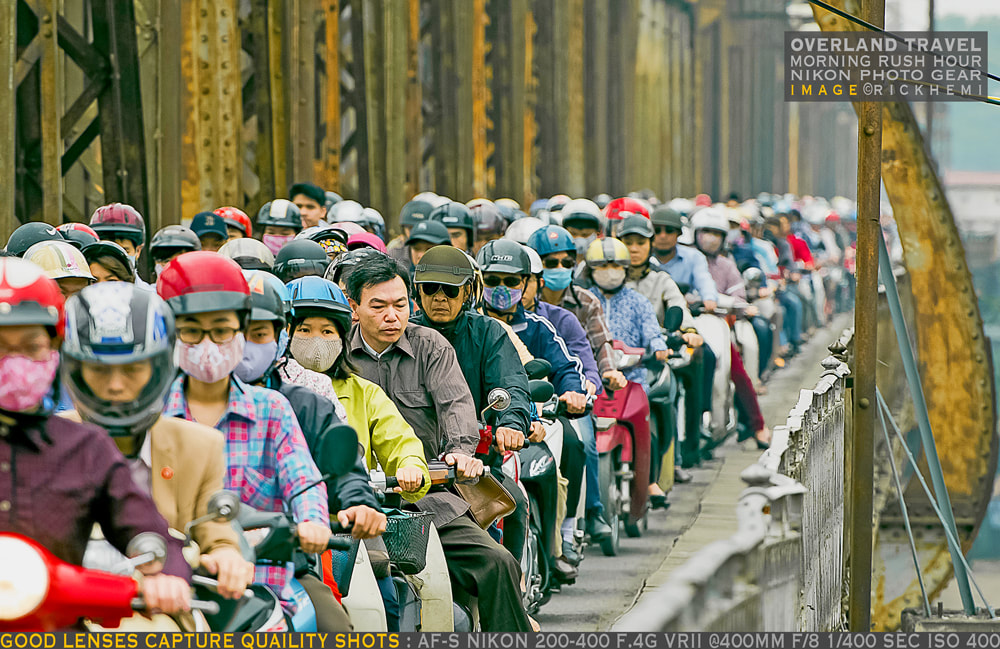 overland travel Asia, morning rush hour, image by rick hemi