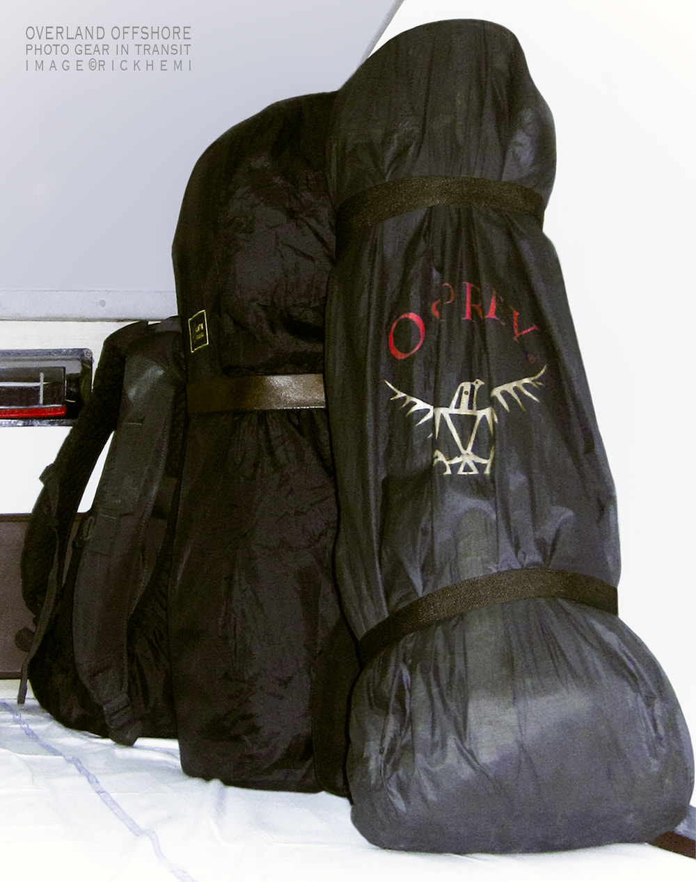 solo overland travel offshore, camera photo gear protective baggage, image snap by Rick Hemi
