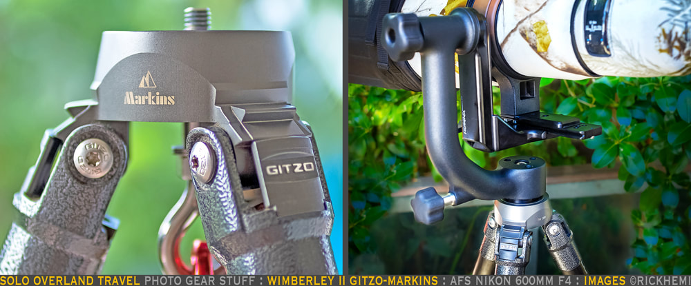 solo overland travel camera gear stuff, Gitzo series 3 carbon fibre tripod with a replacement Markins centre hub, images by Rick Hemi 