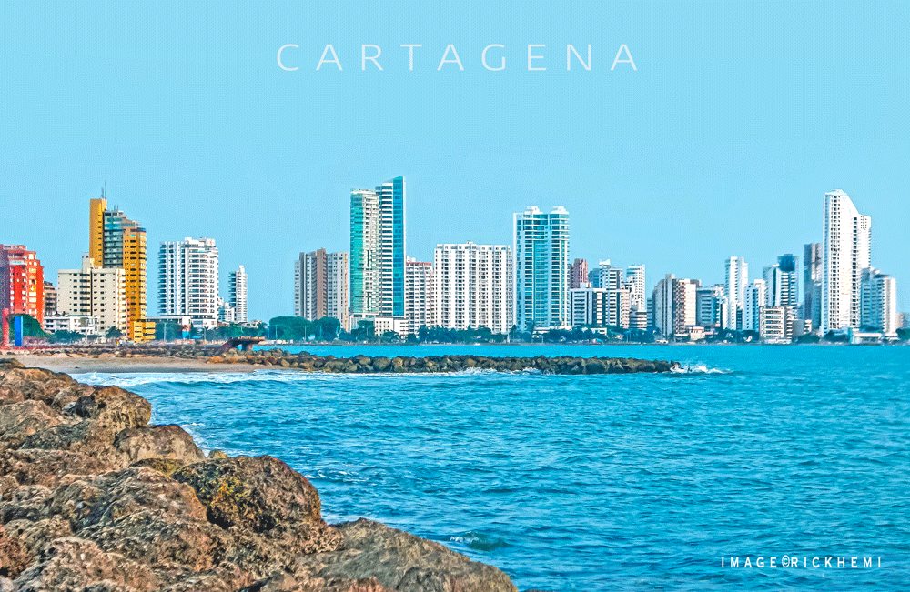 Caribbean-coast-Cartagena-skyline-Colombia
