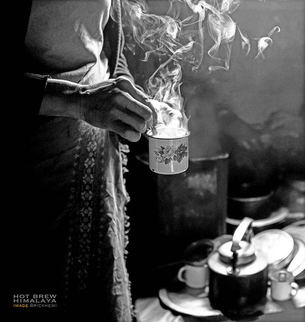 solo travel Asia, morning chai brew Himalaya, image by Rick Hemi