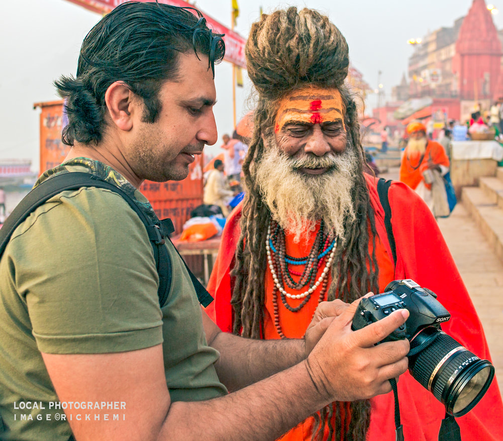 solo overland travel India, local Indian street photographer Varanasi, image by Rick Hemi