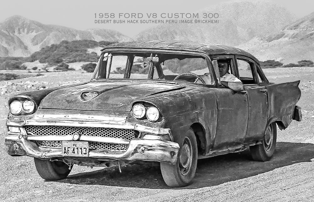 overland travel South America, classic desert 1958 ford V8 bush hack, image by Rick Hemi